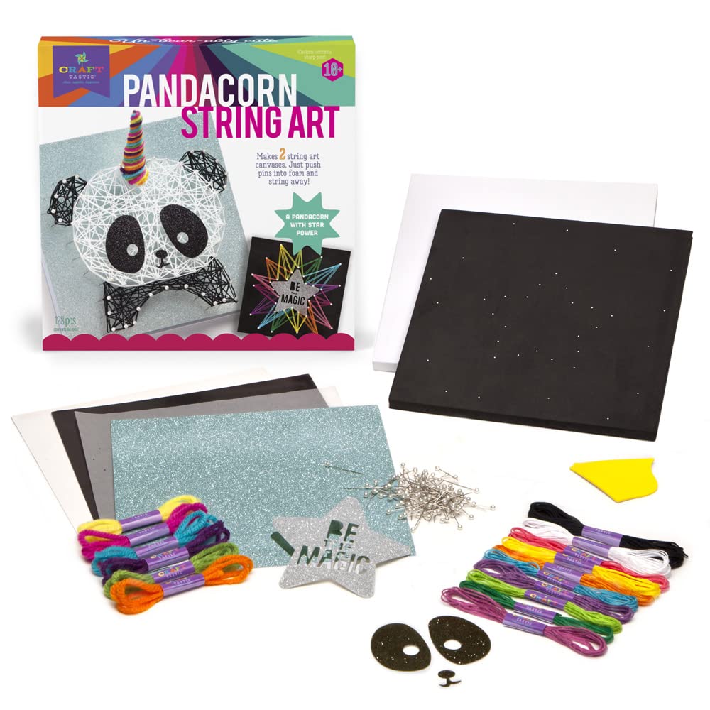 Craft-tastic - String Art - Craft Kit Makes 2 Large String Art Canvases - Pandacorn Edition
