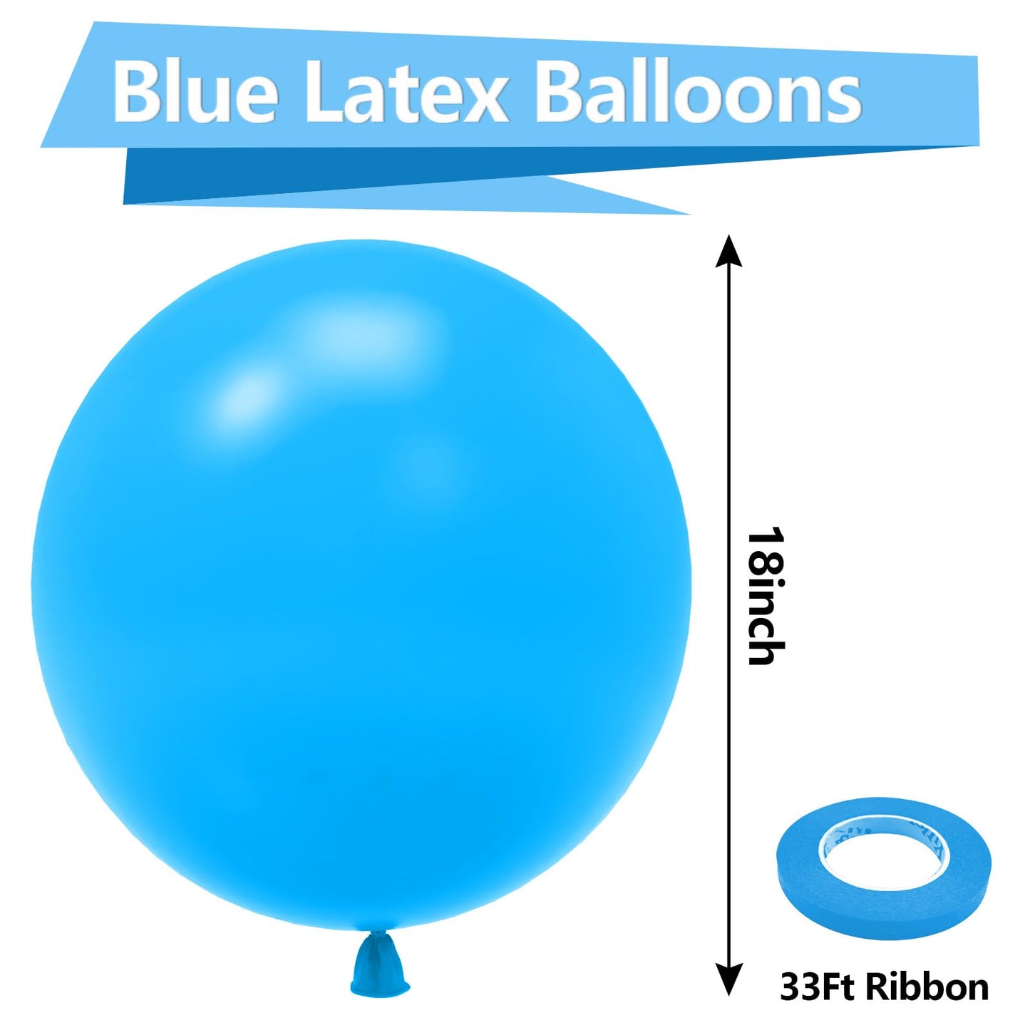 Bezente Blue Balloons 18 Inch - 30 Pack Large Thick Light Blue Balloons Big Round Blue Latex Balloons For Birthday Wedding Baby