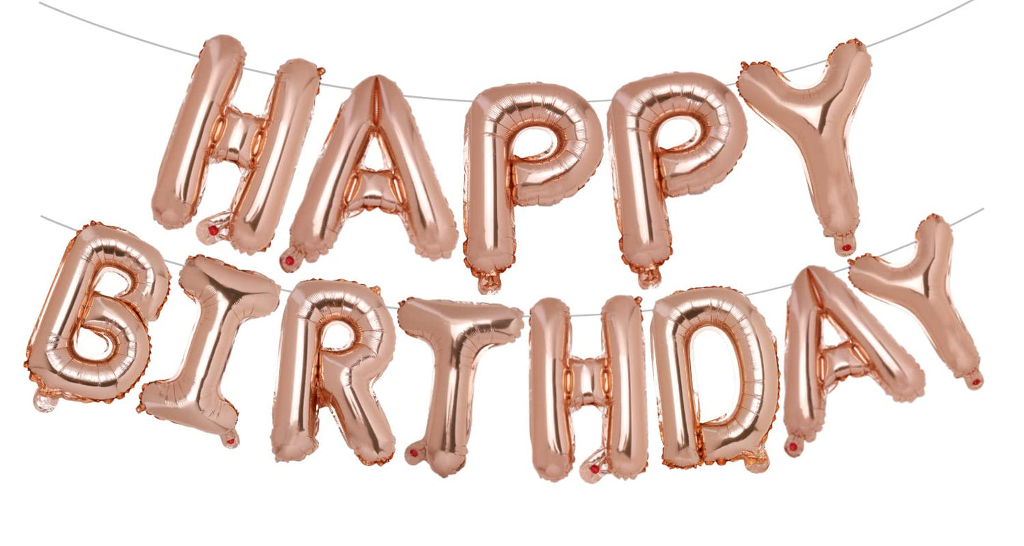 Pigetale Happy Birthday Balloons Banner, 16 Inch Mylar Foil Birthday Letters Balloons Sign Inflatable Reusable Air Balloons For