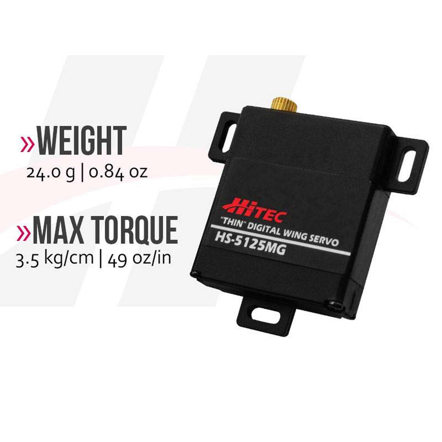 Hitec HS-5125MG Super Thin Wing Digital Servo - Metal, 7.5 Lbs (3.5), Model HRC35125S