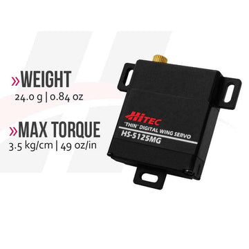 Hitec HS-5125MG Super Thin Wing Digital Servo - Metal, 7.5 Lbs (3.5), Model HRC35125S