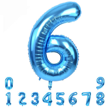 Toniful 40 Inch Blue Large Numbers Balloon 0-9 Birthday Party Decorations,Foil Mylar Big Number 6 Balloon Digital 6 For Birthday