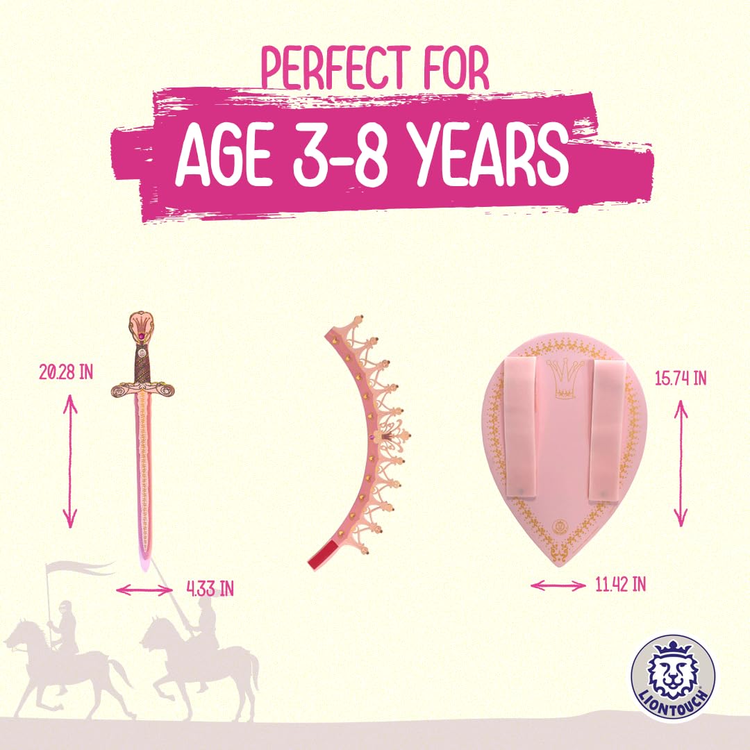 Liontouch - Queen Rosa Toy decorative replica blade  Shield & Crown for Girls - Age 3-8 Years | Medieval Set in Durable & Safe Foam for Pretend Play | Safe  & Battle Accessories for Dress Up & Royal Costumes