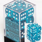 Chessex Translucent 16Mm D6 Teal W/White Dice Block 12 Pipped Dice