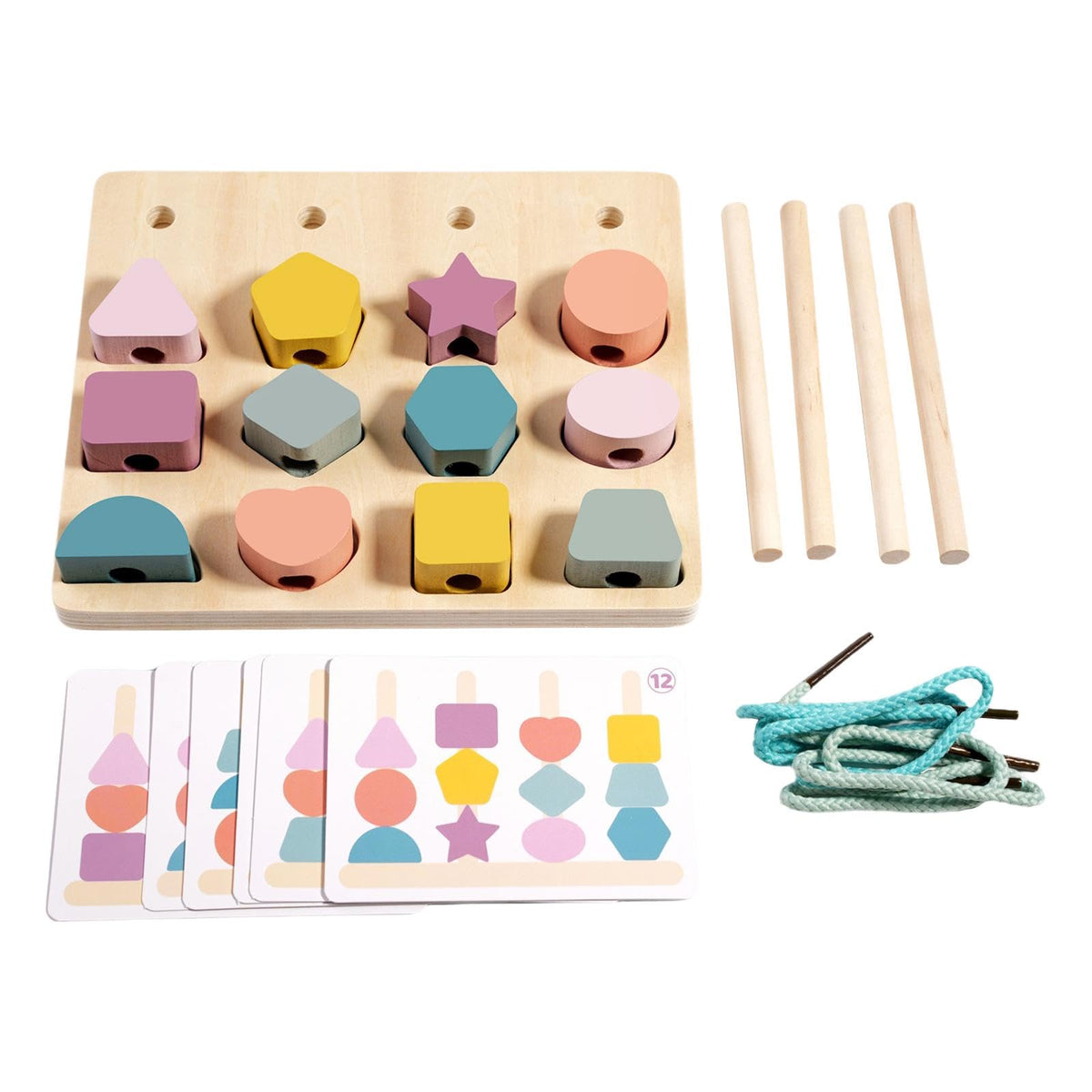 Atorse Montessori Wooden Beads Sequencing Toy Set Sorting For 2 3 4 5 Children Kids|Baby|Toys For Baby|Developmental Baby Toys
