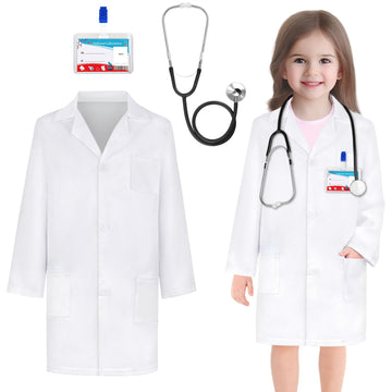 Giftinbox Doctor Costume For Kids Doctor Lab Coat For Kids Real Stethoscope, Halloween Doctor Lab Costumes For Kids Age 3-12