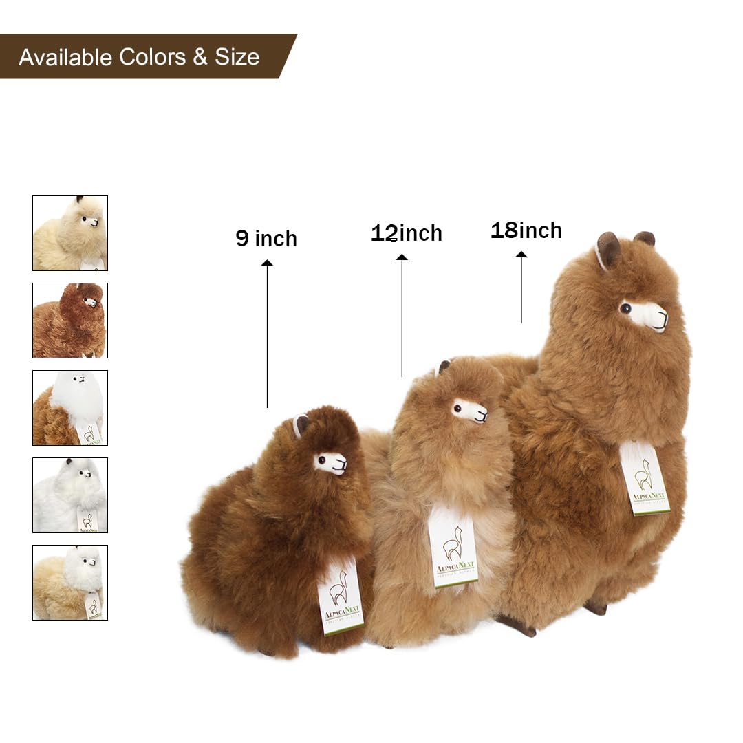 AlpacaNext Llama Stuffed Animal - 18 inch. Cute  Soft and Cuddly Alpaca Plush Toy Handcrafted on Real Alpaka Natural Fur (18 inches  Brown)