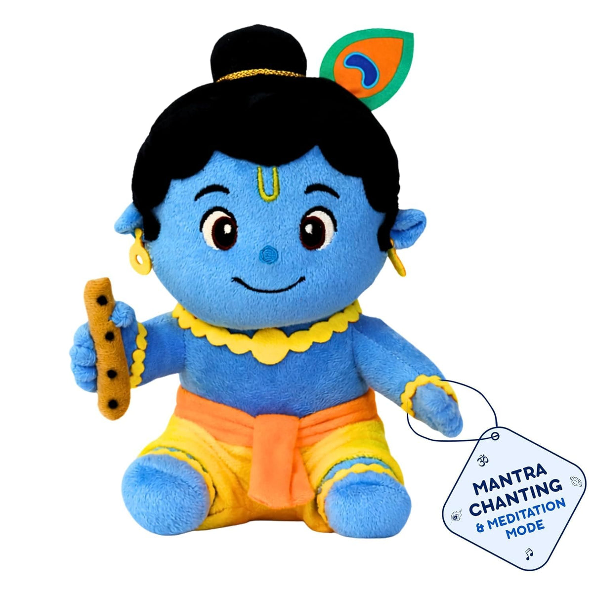 Clapstore Mantra Chanting Krishna With Meditation Mode Interactive Musical Soft Stuffed Plush Toy | NonToxic, Safe | Best Birth