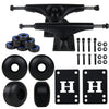 5.0 Black/Black Skateboard Trucks + 52mm Black Wheels Combo by Big Boy