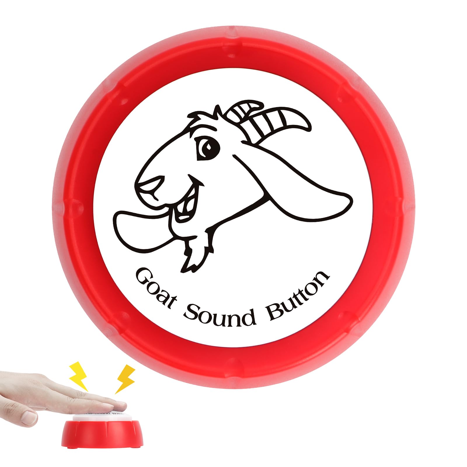 Cozymate Shrieking Goat Desk Toy Button For Men Women Funny Buttons With Goat Sound Prank White Elephant Gag Gifts For Office (Red, 1P)