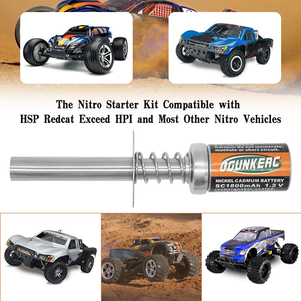 OGUNKE Nitro Glow Plug Igniter Starter Tools with Battery Charger for 1/8 1/10 RC Cars - Model O070