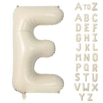 Biapian 40 Inch Letter E Balloons, Giant Cream E Foil Balloon, Big Single Alphabet A-Z Balloons, Beige Large Aluminum E Balloons