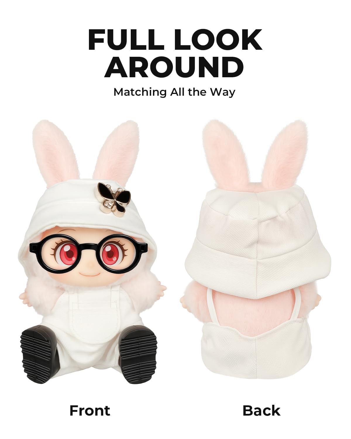 4pcs Dolls Outfit Set  Hat & Overalls for 17 cm Doll Clothes Accessories Suit  Stylish Clothes for Doll  Cute Outfits for Dress up Unique Style with enhanced Fabric  White