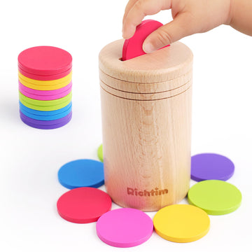 Richtim Montessori Sorting Toy For 1-3 Boys Girls: Wooden Box For Learning Shapes & Colors, Fine Motor Development, And Travel Play