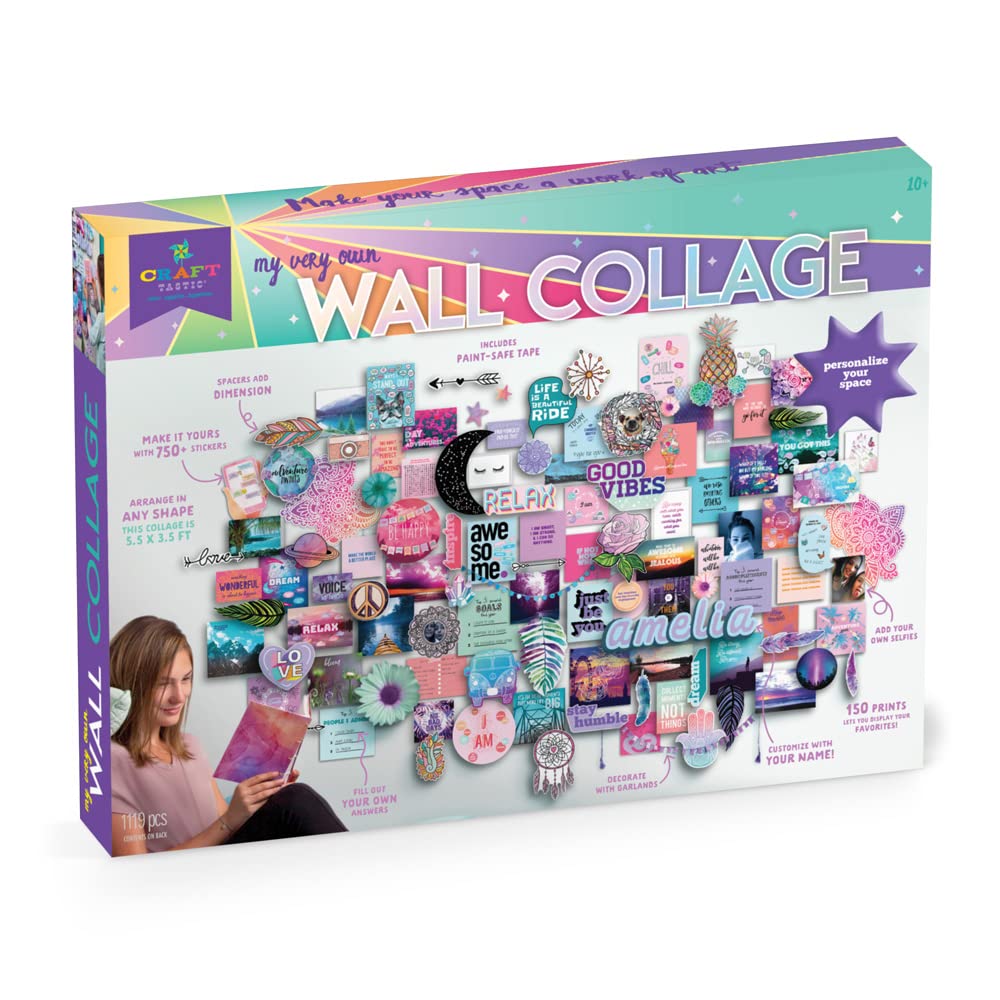 Craft-tastic DIY Wall Collage - Craft Kit - Personalize Your Space with Inspiring Quotes, Pre-cut Designs & Pictures