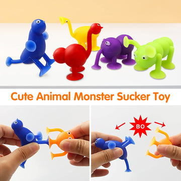 Bath Toy Set- 16 Pcs Slicone Sucker Toys For Kids, Sensory Toys For 3 4 5 6 7 Year Old Boys Girls Stress Release Toys Travel Toy