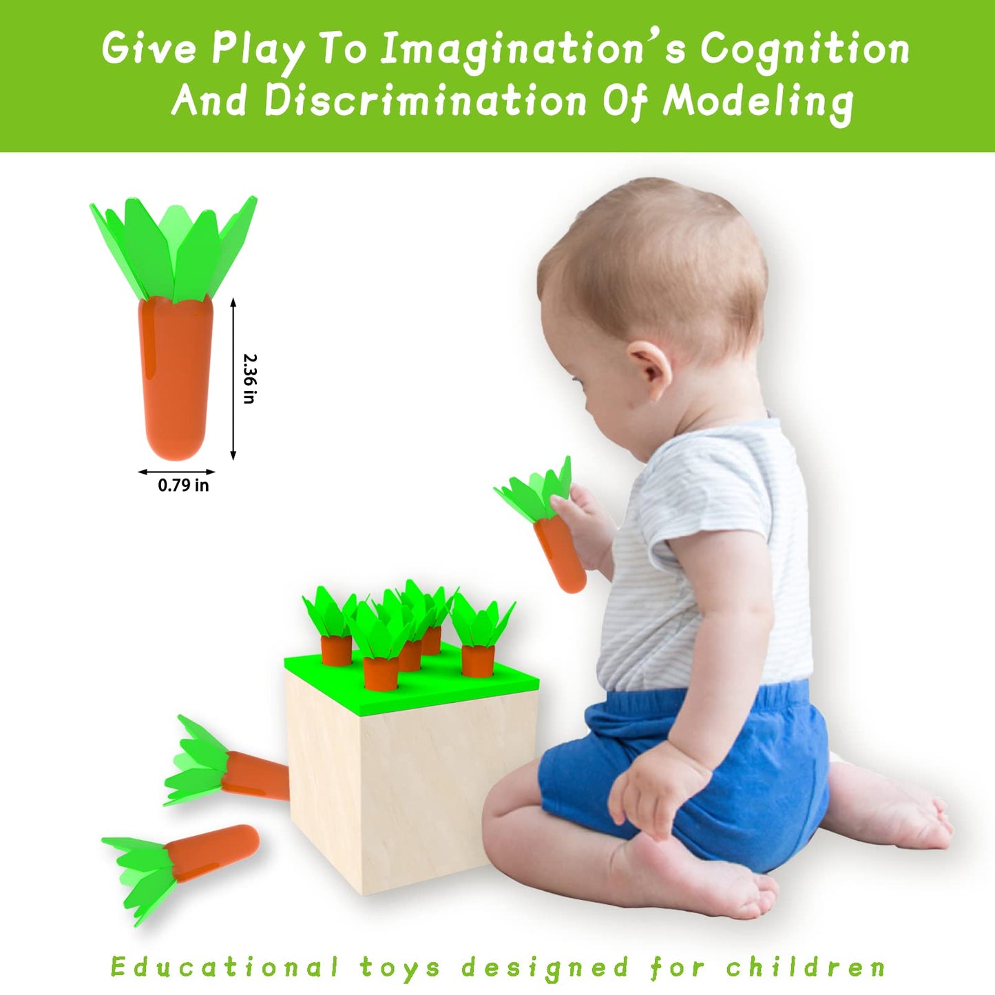 4 in 1 Montessori Play Kit Box - Cotton Swab Board  Coin Box  Carrot Harvest Game  Matchstick Color Drop Game Montessori Toys for Babies 6-12 Months  1 Year  2 Year