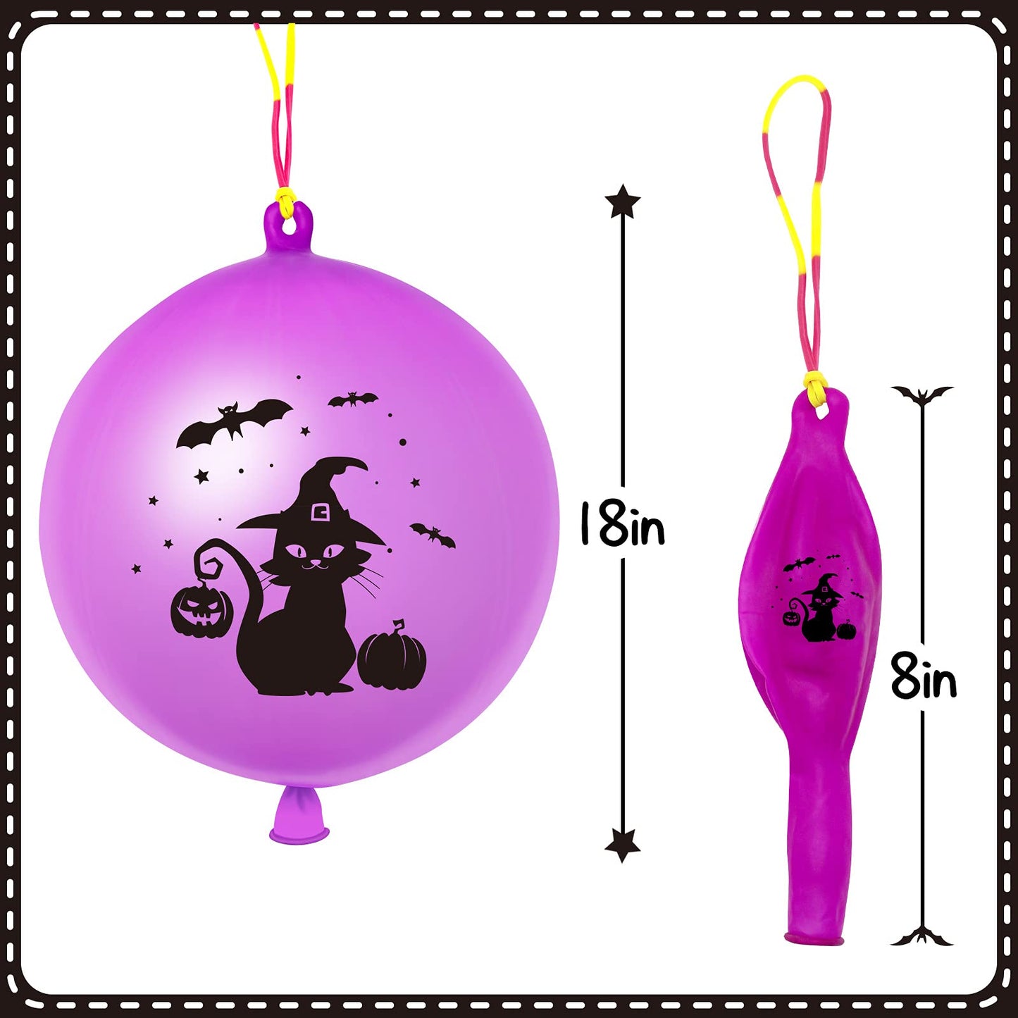 Zmciner 36 Pcs Halloween Punch Balloons, Halloween Punching Balloons Party Favor Supplies Decorations, Goodie Bag Filler, Trick Or Treat Game, Halloween School Classroom Game (6 Themes)
