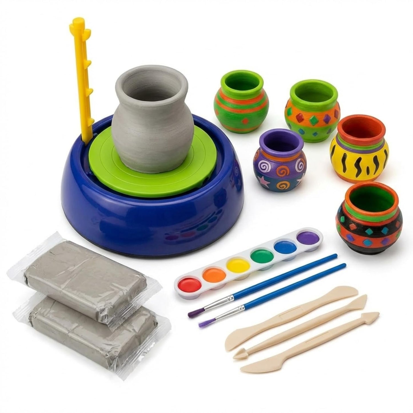 Kids Pottery Kit  Complete Clay Art & Craft Set For Children | Diy HandBuilding & Decorating | Creative Educational Activity |