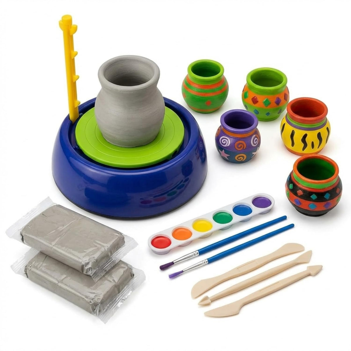 Kids Pottery Kit  Complete Clay Art & Craft Set For Children | Diy HandBuilding & Decorating | Creative Educational Activity |
