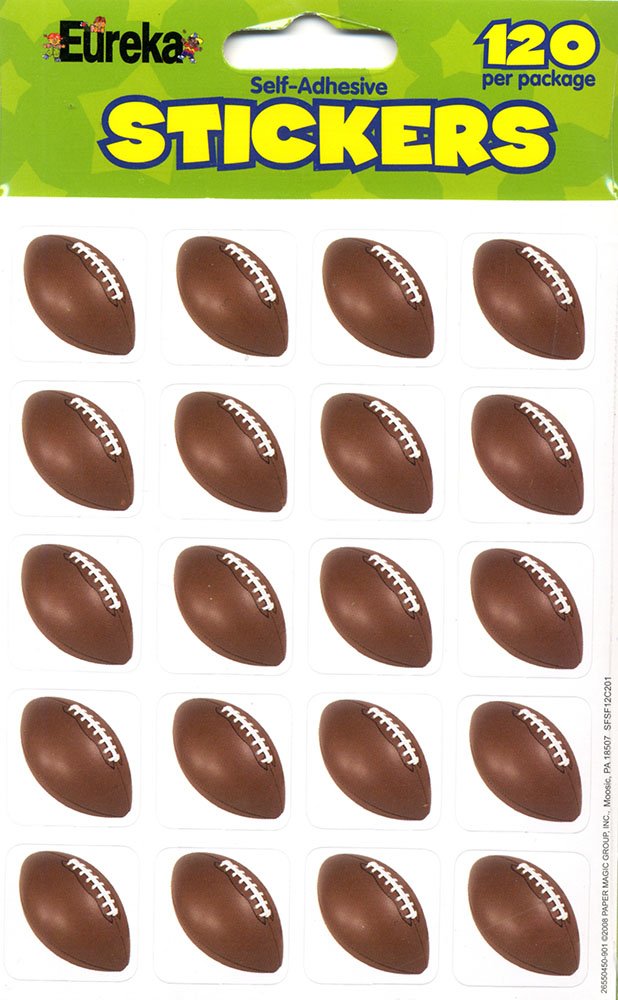 Eureka Football Stickers for Kids and Teachers, Multicolor, 120 Pieces