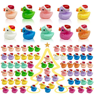 Aweelon100 Pcs Christmas Tiny Ducks Mini Resin Ducks Tiny Ducks (A)