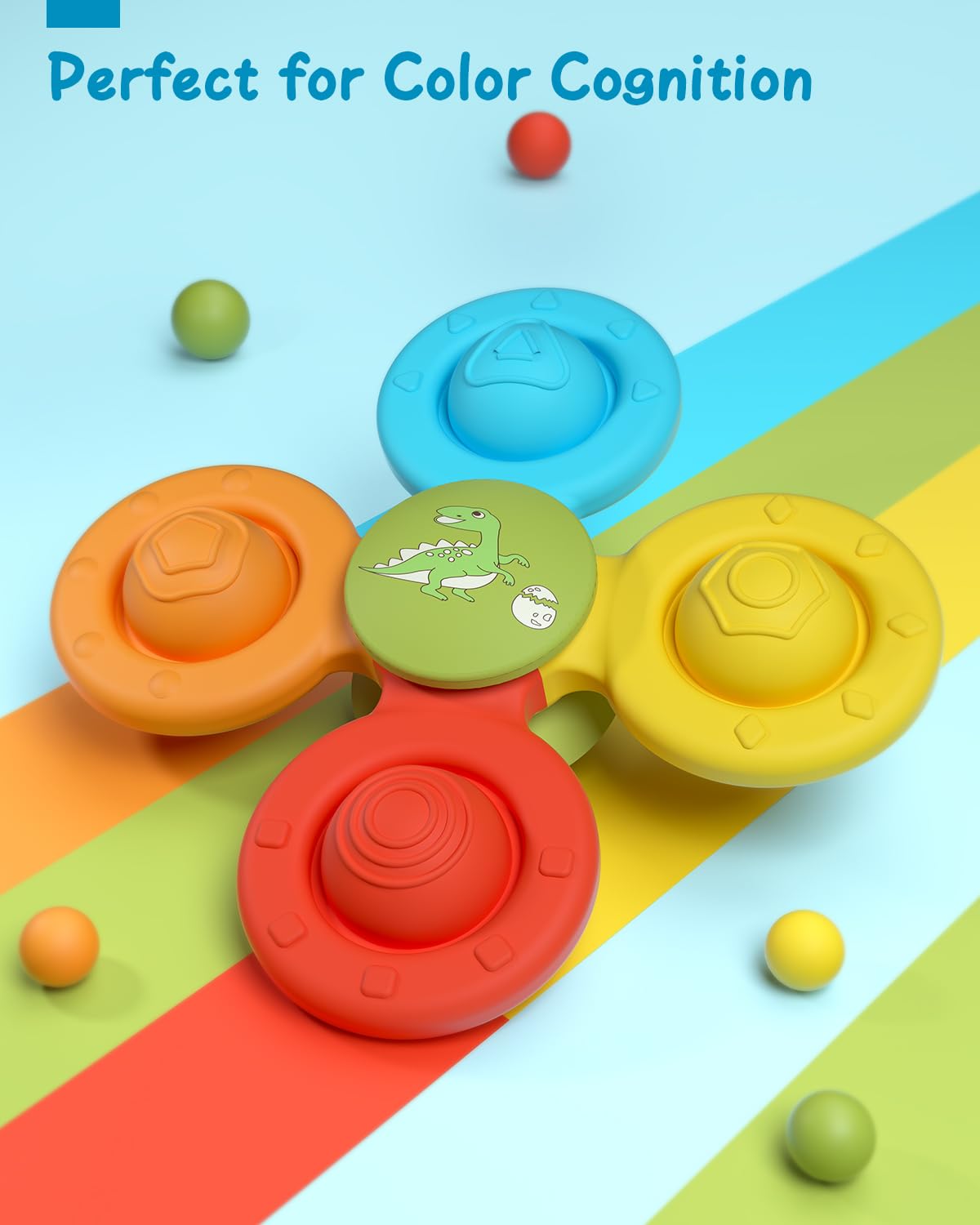 Lehoo Castle Toddler Bath Toys, 3 Pcs Silicone Suction Cup Spinner Toys, Baby Toys For 1+ Year Old, Spinners For Babies, Toys For 1 Year Old, Sensory Toys For Toddlers 1-3