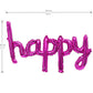 Happy Birthday Balloons Banner 16 Inch Hanging Birthday Balloons 3D Silver Foil Cursive Script Letter Balloons For Kids And Adul