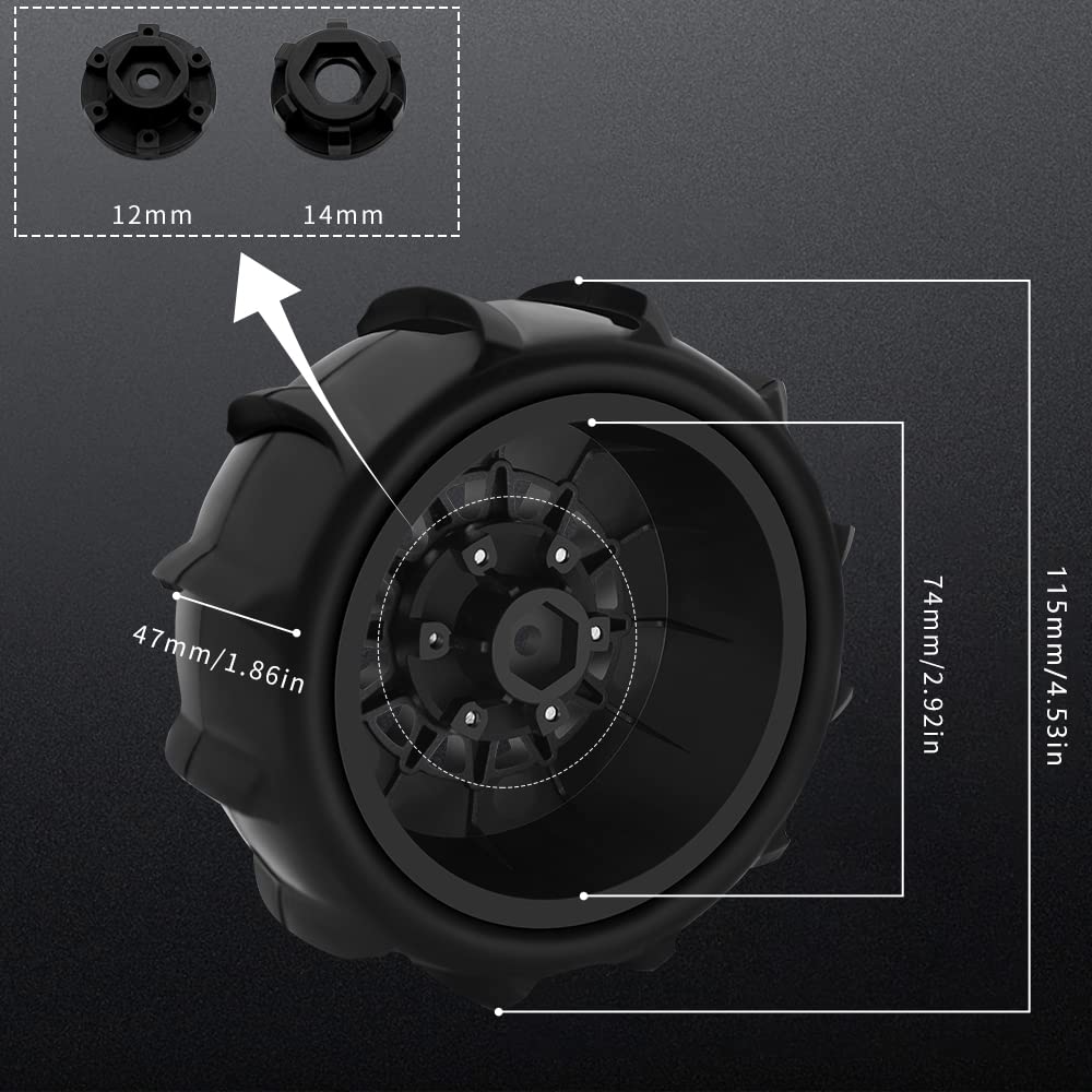 GLOBACT 12mm/14mm Hex RC Wheels and Tires for 1/10 Scale Arrma Senton Tires Slash Tires Axial Redcat Rc4wd Hex Detachable Replac
