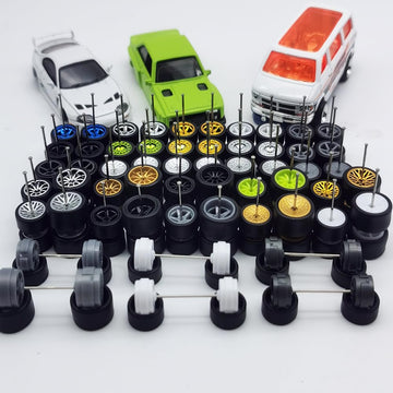 Mixed 10 Set 1/64 Wheels And Tires (10 Mixed Rlc Slicks)