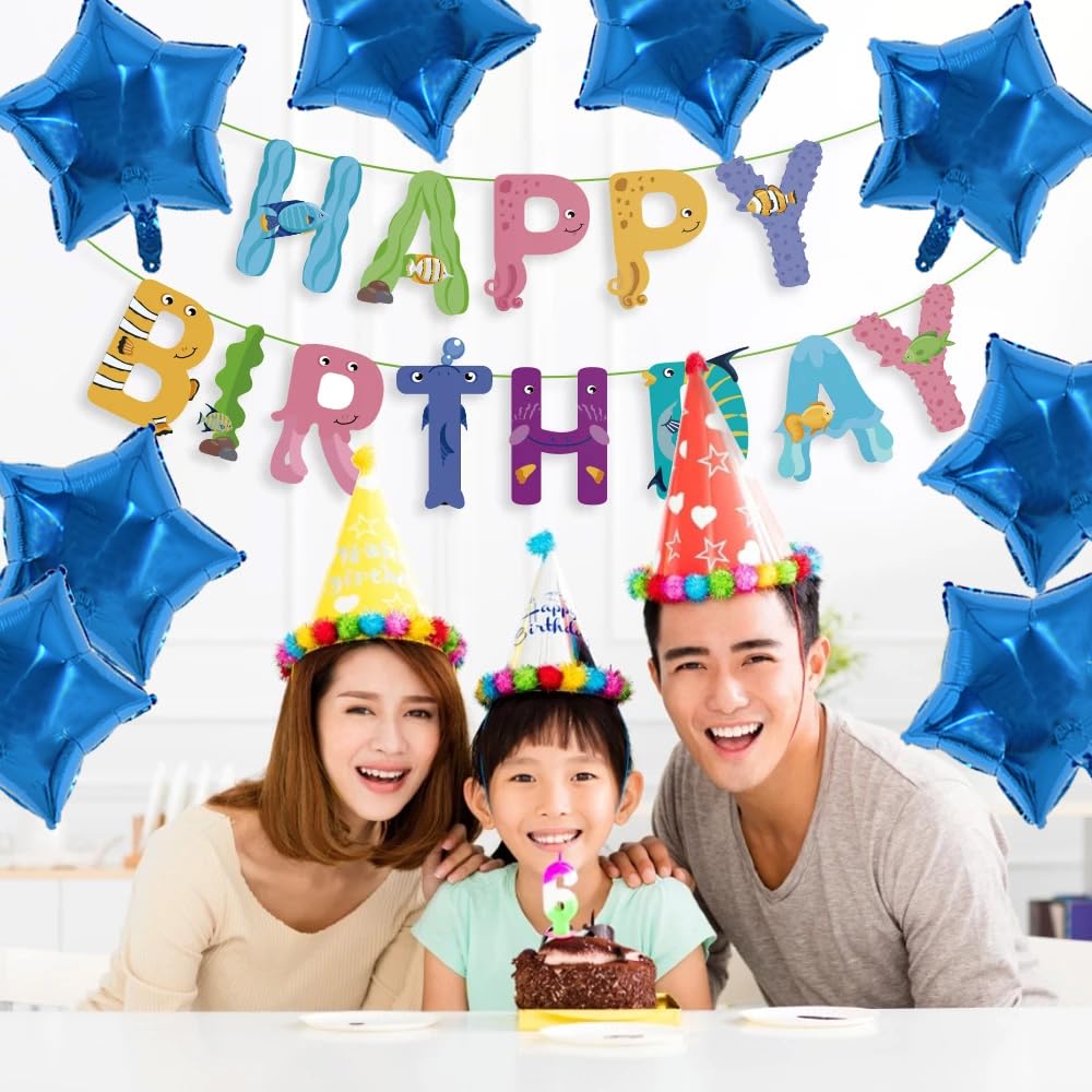TONIFUL 30Pcs 18 Inch Large Blue Star Shape Foil Balloons Big Blue Stars Helium Mylar Ballons for Birthday Wedding Baby Shower A