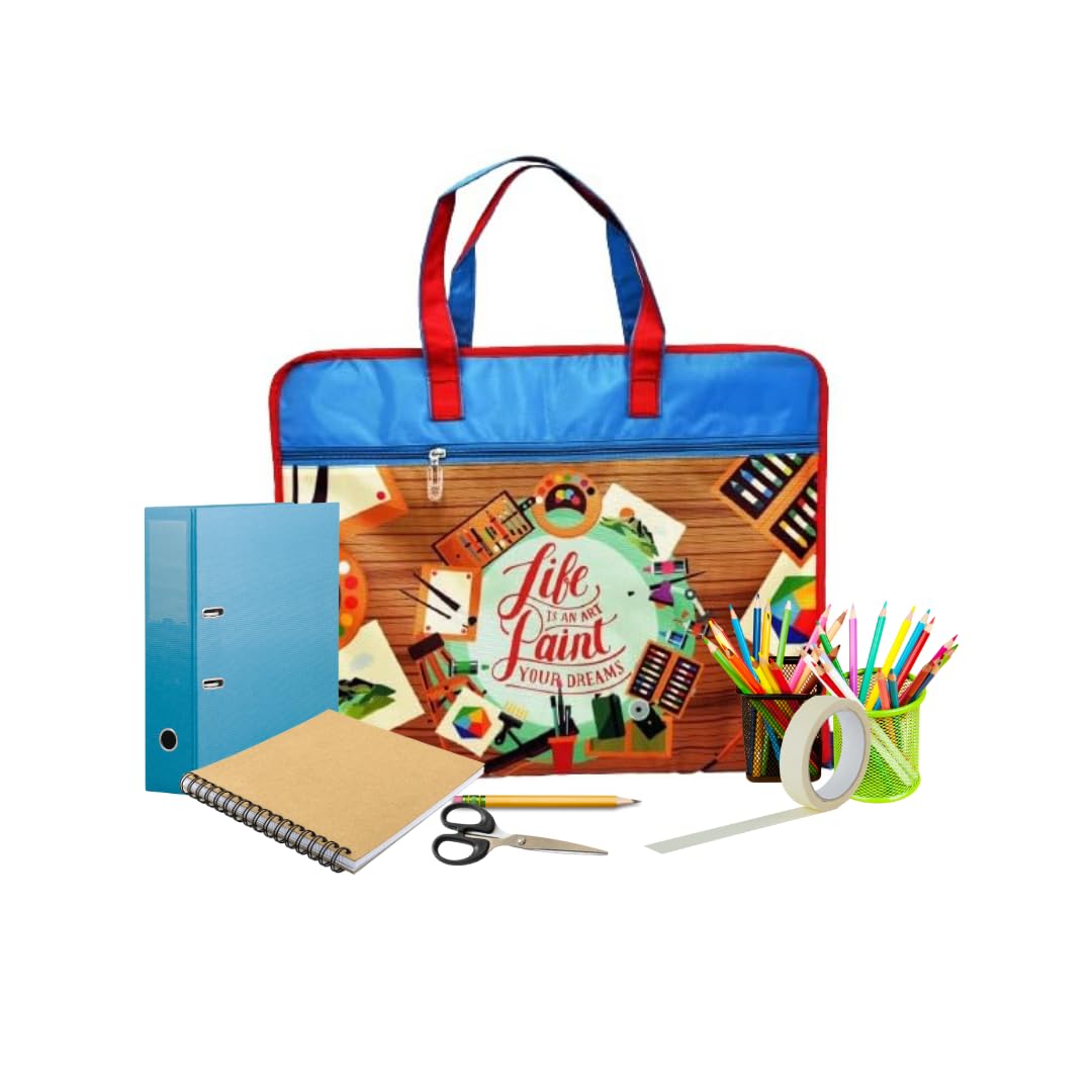Echo Boomers Art Design Life Paint Brush Print A3 Size Drawing Activity Bag with Multiple Pockets  Pack of 1