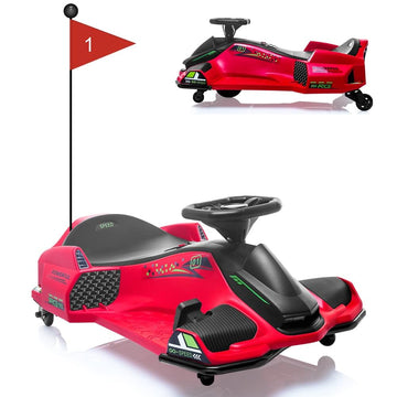24V Ride On Drift Car,7Ah Battery 180W Brushless Motor Kids Electric Drifting Go-Kart For Rider Up To 110 Lbs, With Music,Front+