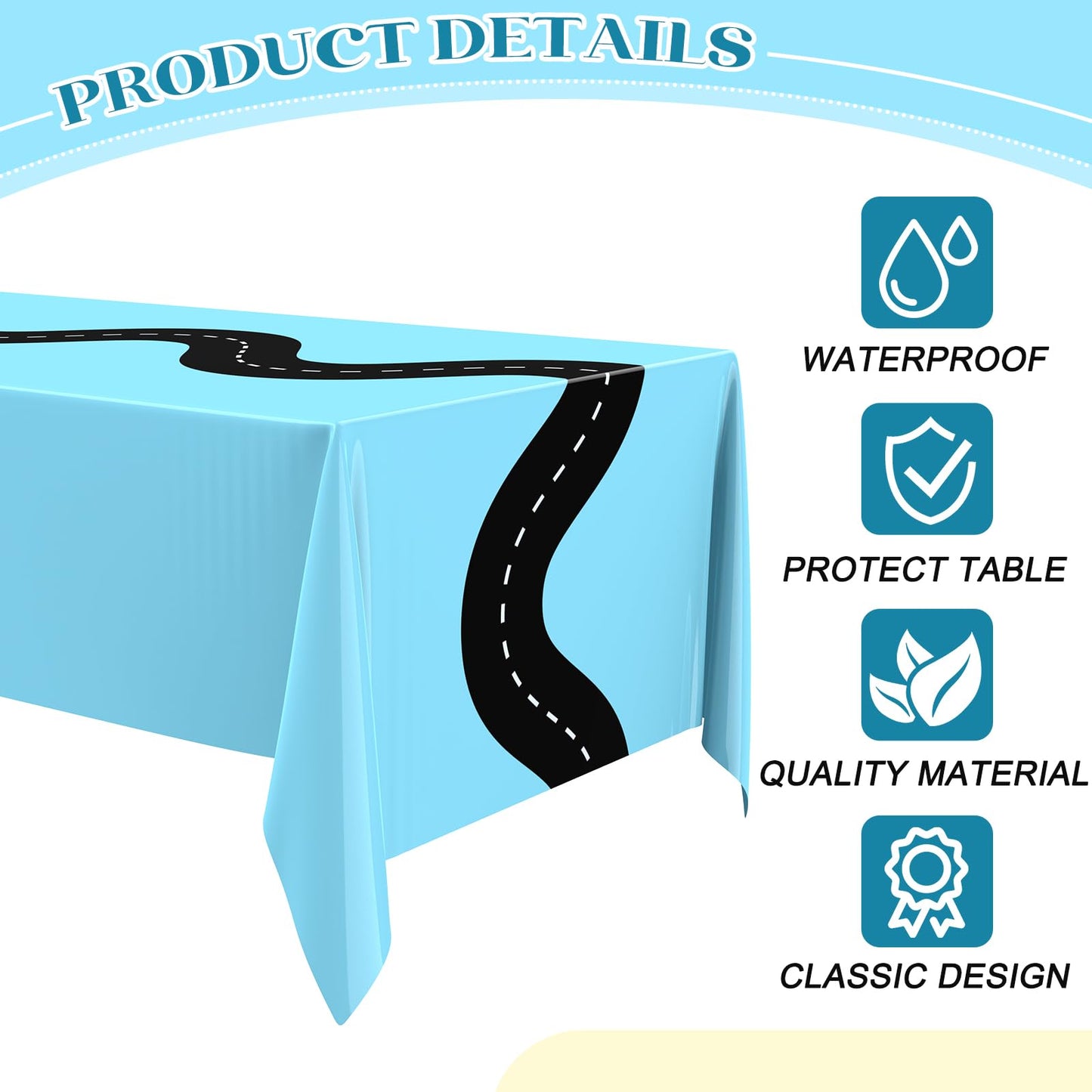 Irenare 3 Pcs Racing Table Cloths Car Birthday Party Supplies 54 x 108 Inch Racetrack Table Runner Covers Disposable Rectangular