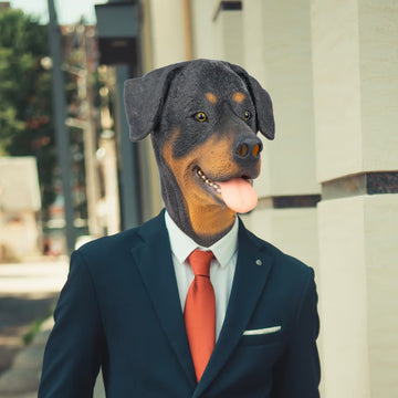 PartyHop Rottweiler Mask Dog Head Animal Latex Full Head Realistic Masks Fancy Dress for Halloween Carnival Costume Party