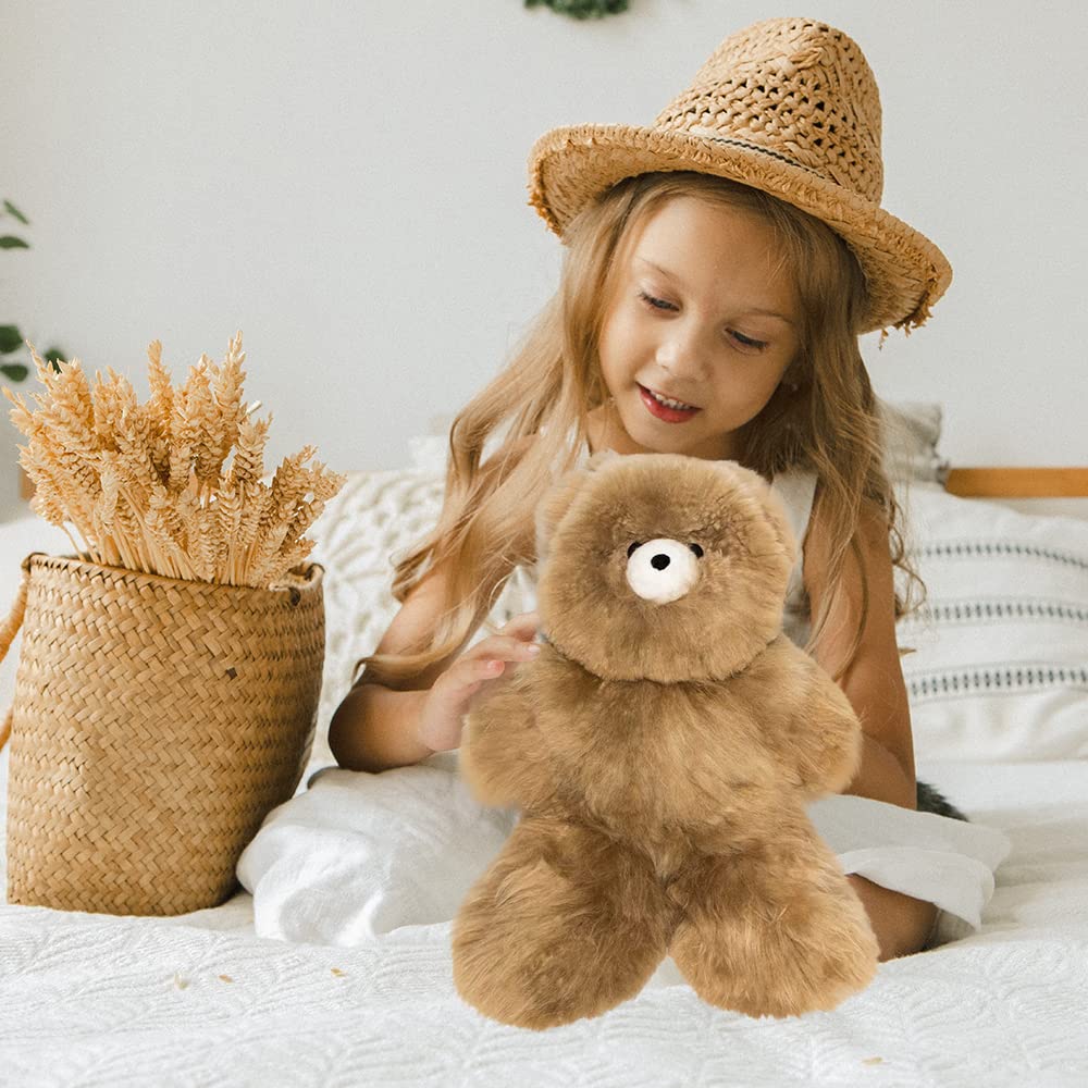 AlpacaNext Soft and Cuddly Baby Alpaca Teddy Bear - 9 inch. enhanced Alpaca Stuffed Animal Handmade on Genuine Alpaka Fur. Cute Bear (9 inches  Brown)
