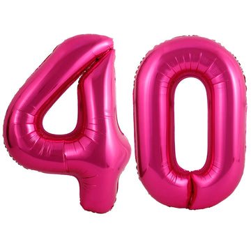 40 Inch Hot Pink 40 Number Balloons Giant Jumbo Huge 40 Foil Mylar Helium Number Digital Balloons Dark Pink Birthday Mylar Digit