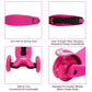 ChromeWheels Deluxe Kick Scooter for Kids, 3 Wheel, Foldable, 4 Adjustable Heights, LED Light Up Wheels, Pink, Model CW8009L-Pink