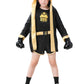 Child's 4 Pcs Boxing Champions Costume with Top, Shorts, Hooded Cape, Gloves Halloween Fancy Dress Boxer Uniform for Kids (Black