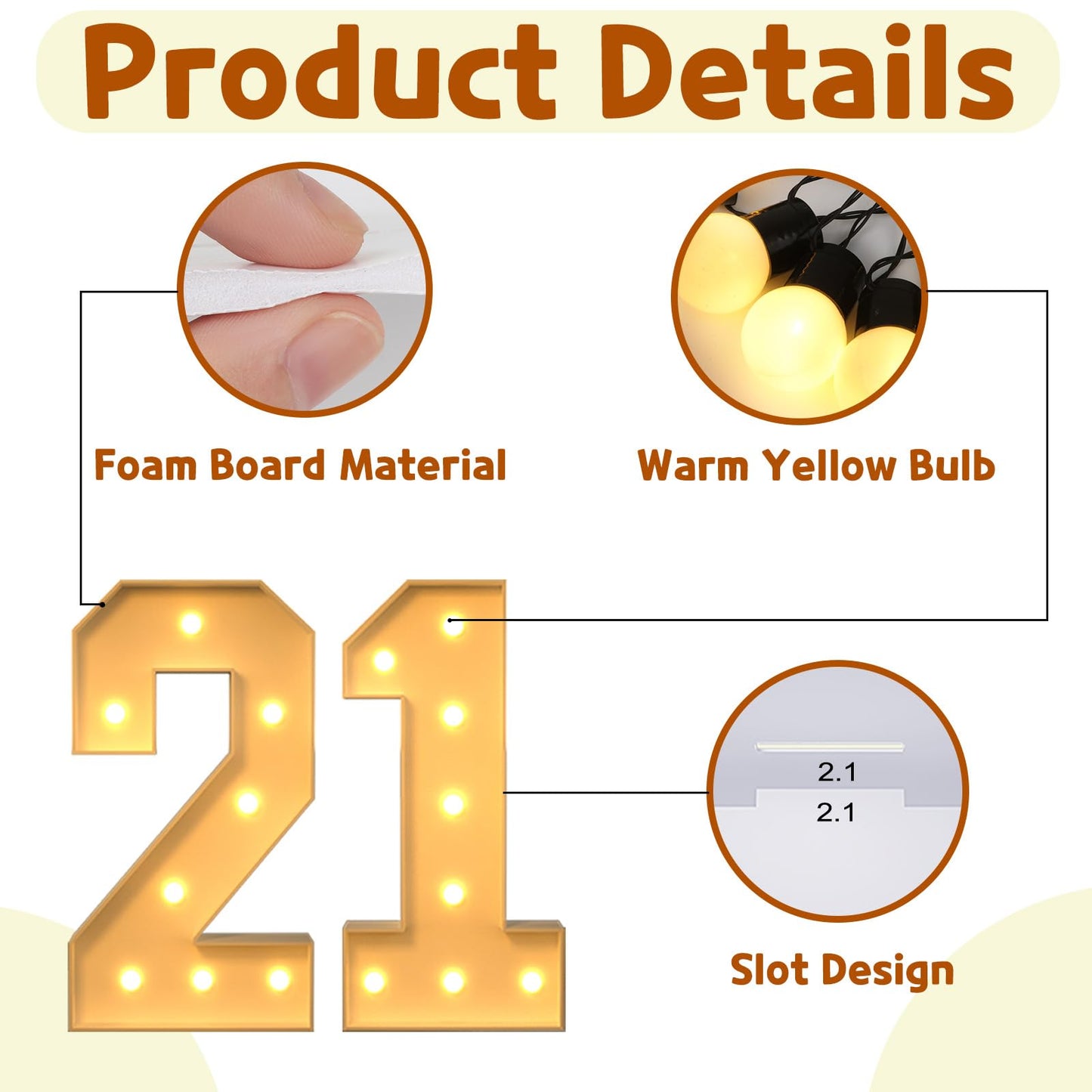 Imprsv 3Ft Light Up Numbers, Marquee Numbers 21St Birthday Decorations For Her Him, Large Light Up Numbers 21St Birthday Women F