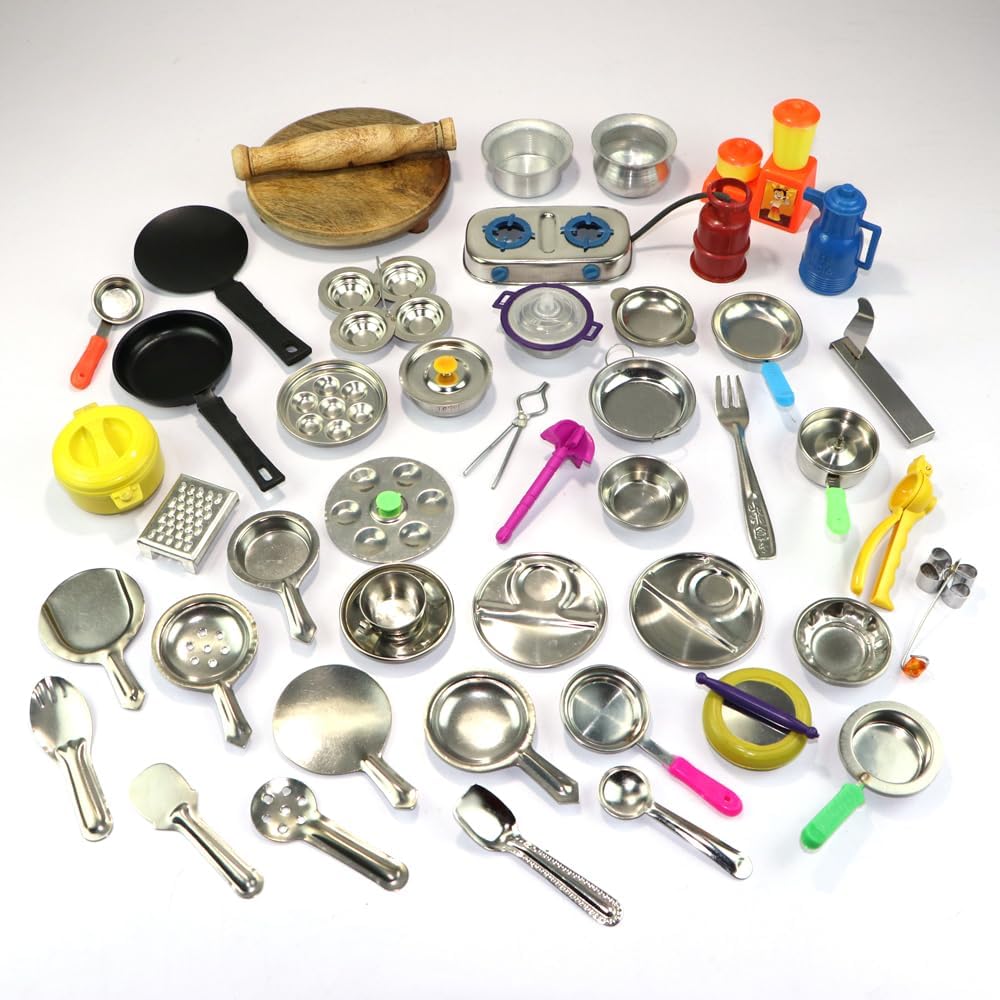 TinyTales presesnts Stainless Steel Kitchen Set for Kids/Kitchen Toys for Kids/Pretend Kitchen Play Set for Kids Miniature new45
