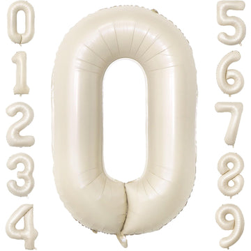 Paticool 40 Inch Beige Number Balloon 2, Large Cream Number Foil Mylar Balloons For Birthday Party Celebration Decorations Suppl