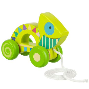 Orange Tree Toys Pull Along Chameleon | Hand Painted Colorful Wooden Toy For Toddlers Age 12M+, Sustainably Made, Perfect For Encouraging First Steps And Developing Key Motor Skills
