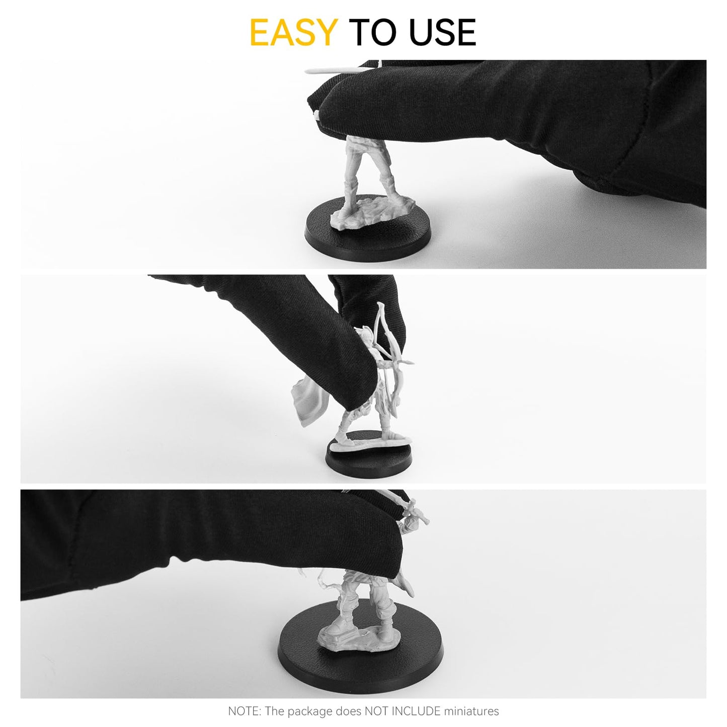 100PCS Miniature Bases with 120PCS Adhesive, 25mm 32mm 40mm Mix Black Round Plastic Model Bases for Gaming Miniatures or Wargame