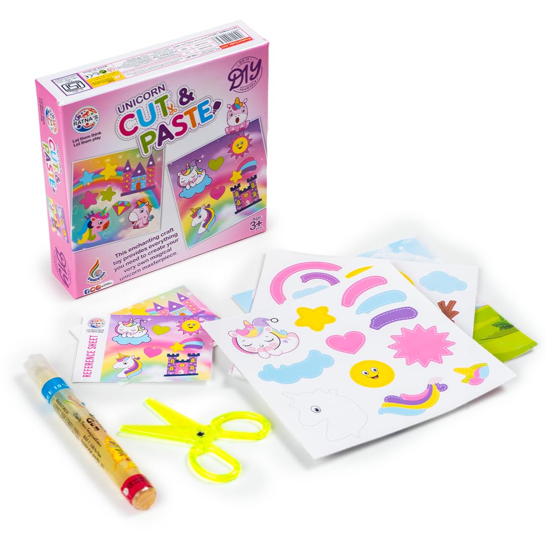 RatnaS Unicorn Cut & Paste Art & Craft Diy Kit Preschool Activity For Kids & Todllers