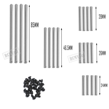 RCMYou RC Upgrades Part 8940X Suspension Pin Set,Complete (Hardened Steel),Includes:(4) 4x85mm (4) 4x46.5mm (4) 4x28mm (4) 4x26m