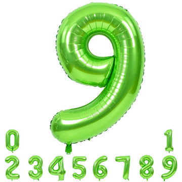 Toniful 40 Inch Large Green Numbers Balloons 0-9, Number 9 Digital 9 Helium Balloons, Foil Mylar Big Number Balloons For Birthda