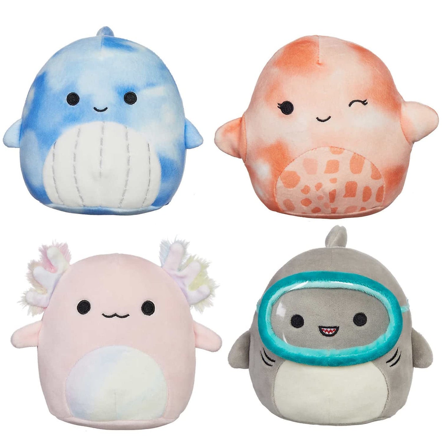 Squishmallows Set of 8 5" Sea Plush Toys - Polyester, Multi-color (Indie, Orzella, Fabiola, Samir, Gordon, Nabila, Archie,
