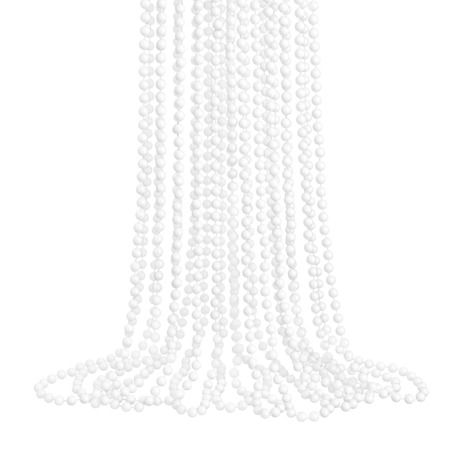 ZZYFGH 33'' 7mm St Patricks Day Beads Necklace, White Bead Necklace Bulk, Mardi Gras Round Beaded Necklaces for Party Favors Cos