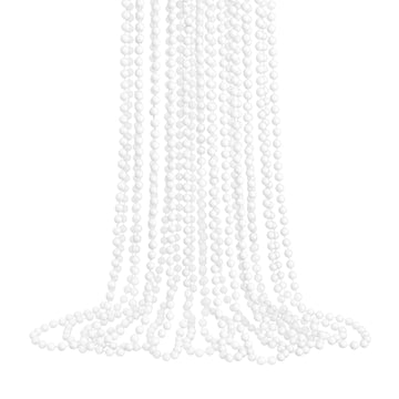 ZZYFGH 33'' 7mm St Patricks Day Beads Necklace, White Bead Necklace Bulk, Mardi Gras Round Beaded Necklaces for Party Favors Cos
